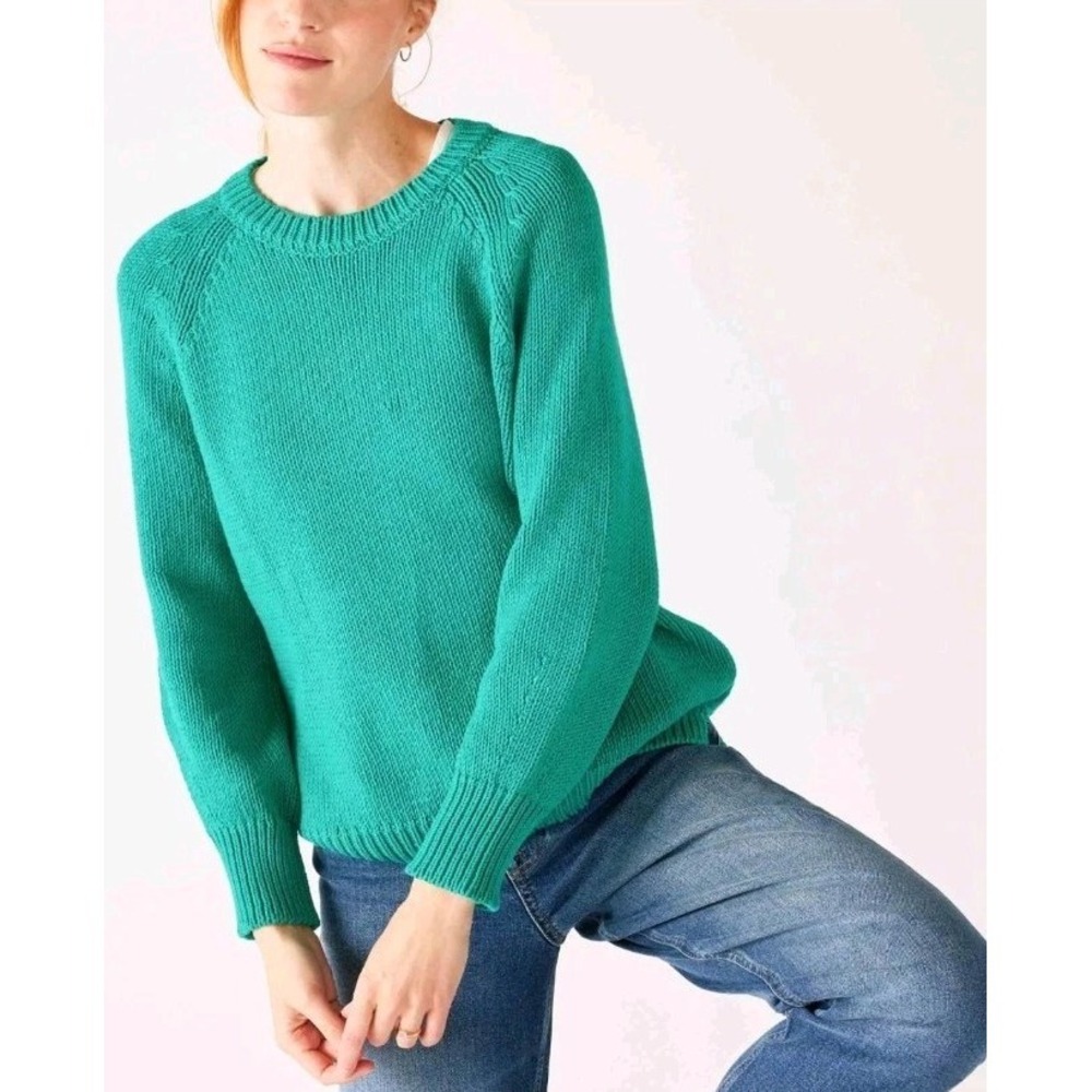 Voyageur by Mersea Mer Sea Amalfi Sweater Women's Small Turquoise* 100% Cotton